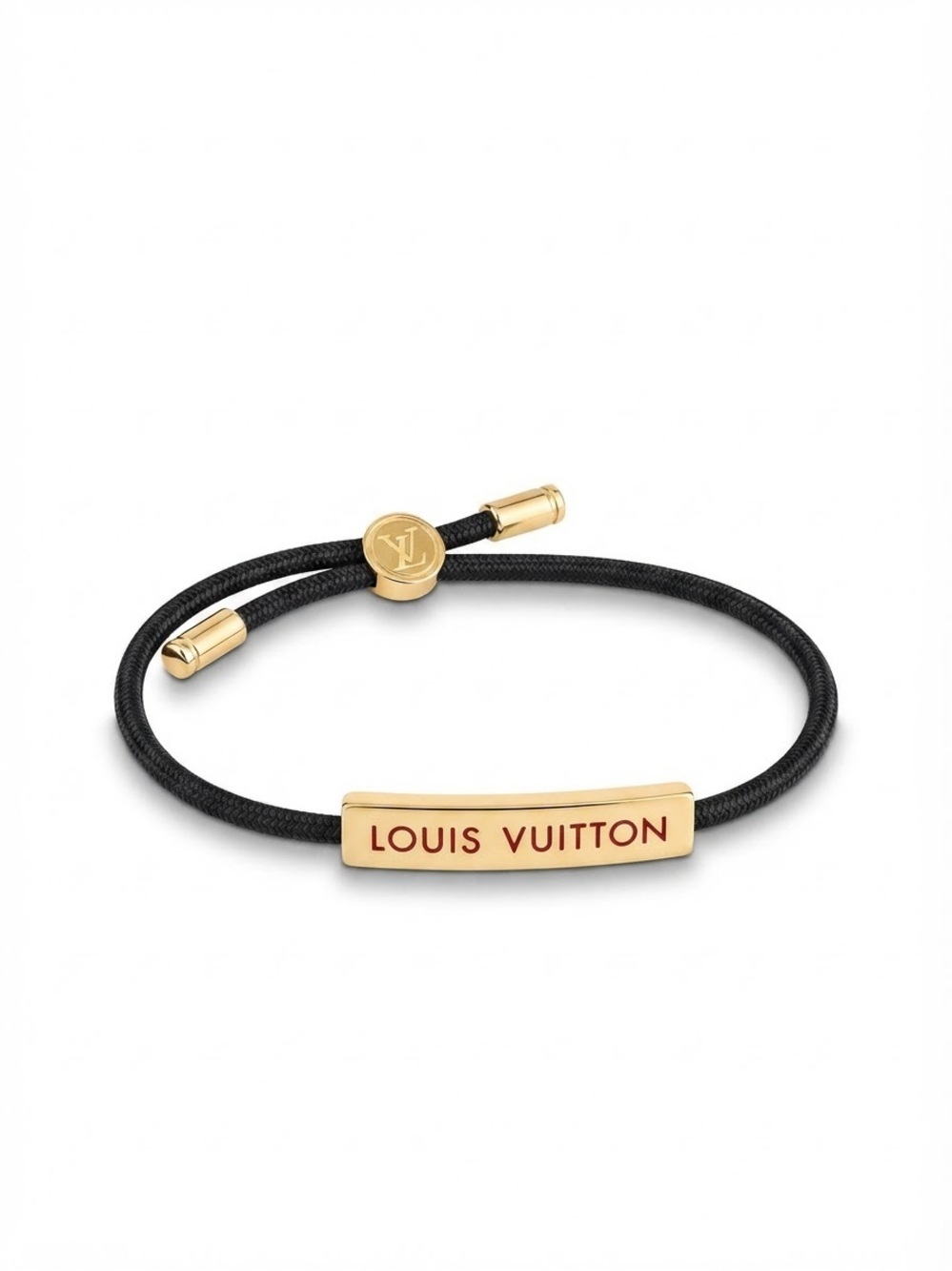 Black Cord Bracelet with Gold Nameplate